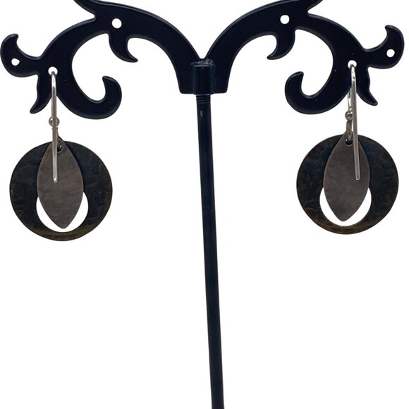 Handcrafted Sterling Silver Brass Copper Dangle Earrings Textured Butterfly Boho - Picture 7 of 8